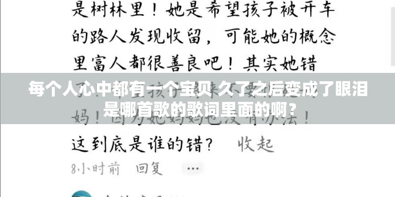 每个人心中都有一个宝贝 久了之后变成了眼泪 是哪首歌的歌词里面的啊？