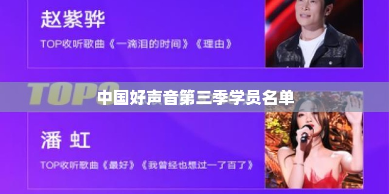 中国好声音第三季学员名单 中国好声音第三季学员名单