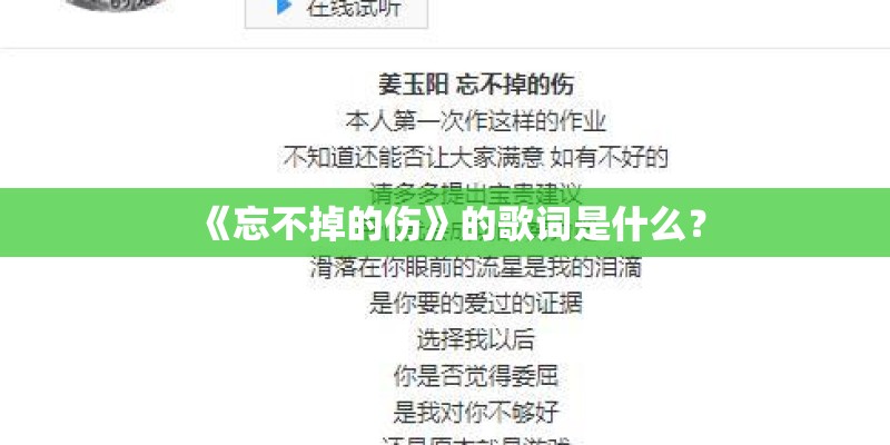 《忘不掉的伤》的歌词是什么？