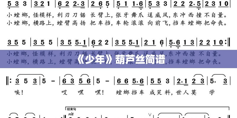 《少年》葫芦丝简谱