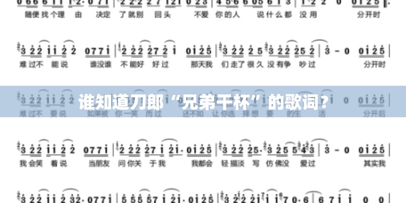 谁知道刀郎“兄弟干杯”的歌词？