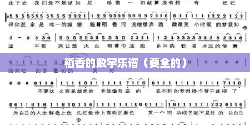 稻香的数字乐谱（要全的）
