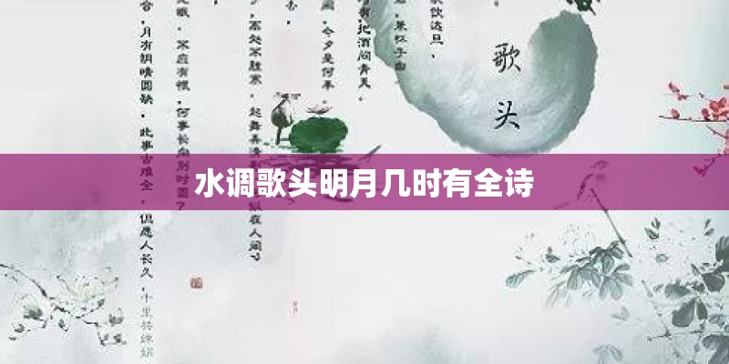 水调歌头明月几时有全诗